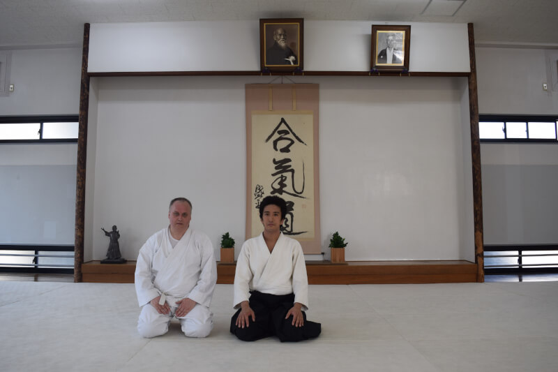 Gyurik László és sensei Mitsuteru Ueshiba